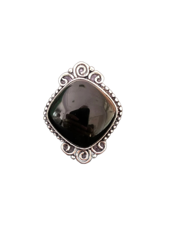 925 Silver Black Onyx Statement Ring – Bold Gift for Her”