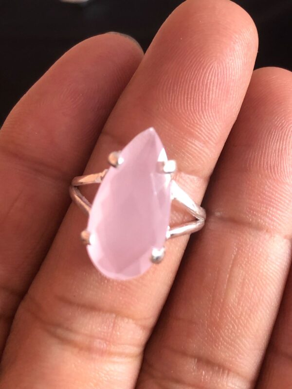 Handmade Rose Quartz 925 Silver Ring – Romantic Gift for Her