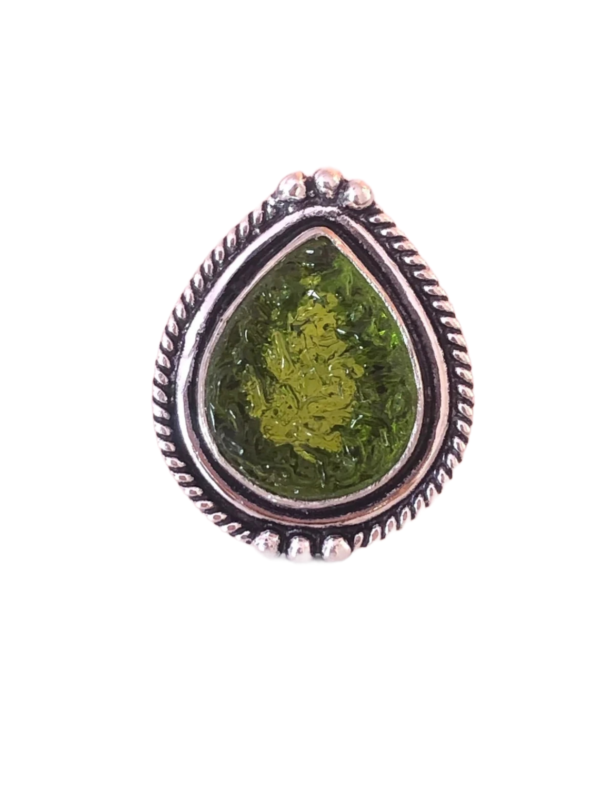 Handmade Moldavite 925 Sterling Silver Ring