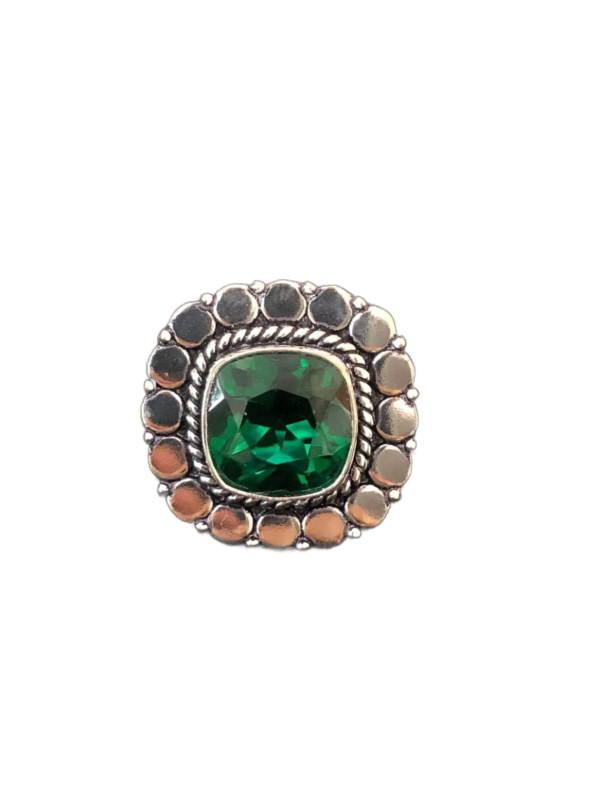 Handmade 925  Silver Emerald Cushion Ring – Exquisite Gift for Her