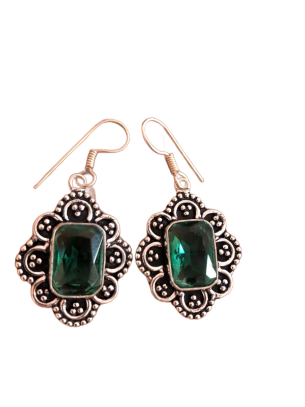 Elegant Emerald 925 Sterling Silver Earrings