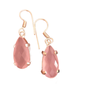 Delicate 925 sterling silver earrings featuring soft pink rose quartz gemstones, set in elegant silver settings that enhance the gentle, soothing hue of the crystals