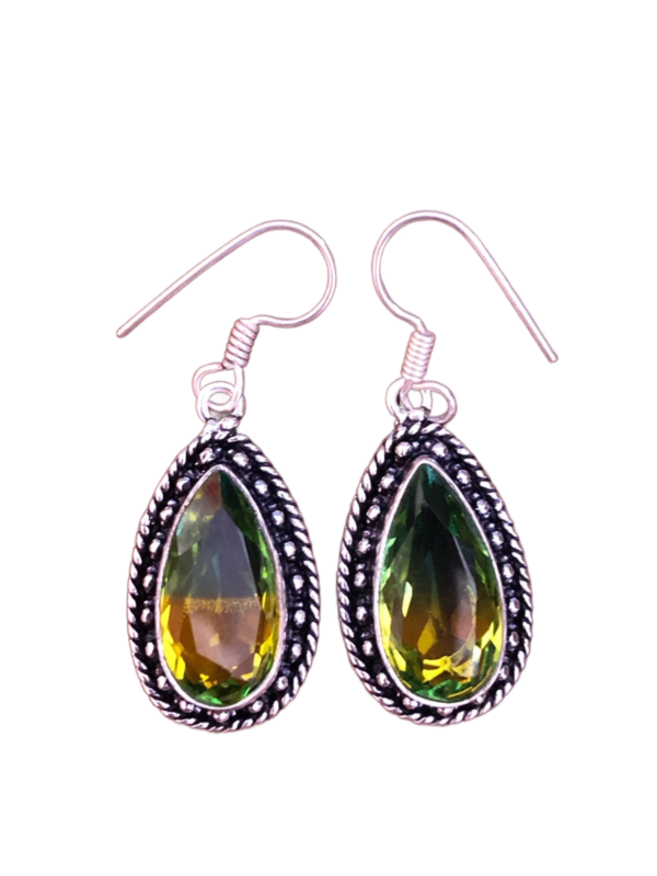 Bi-Color Tourmaline 925 Sterling Silver Earrings