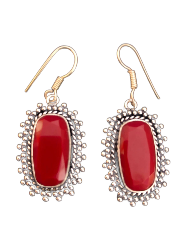 Vibrant Coral 925 Sterling Silver Earrings